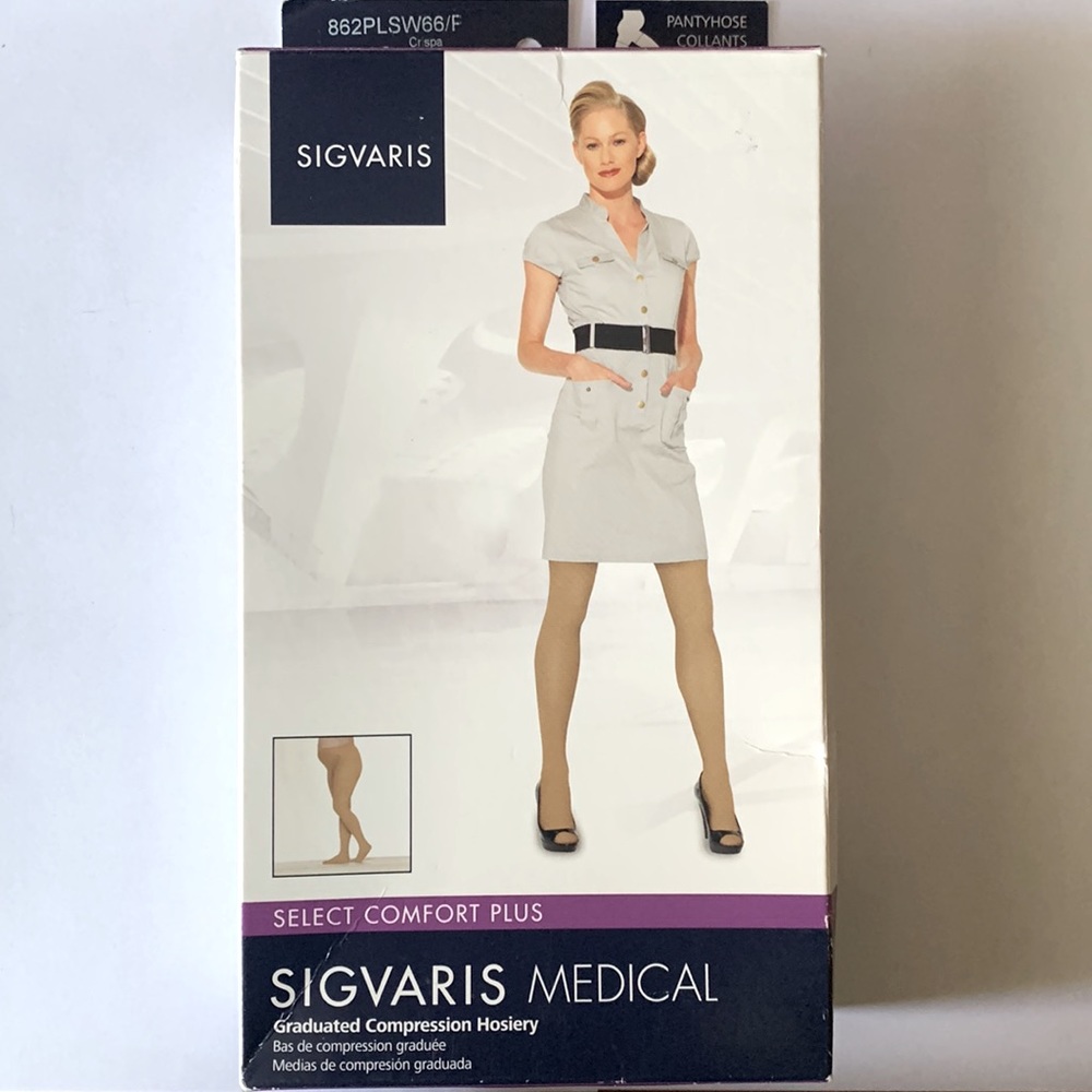 ✨SIGVARIS Opaque Beige Closed Toe Medical Pantyhose Sz LS